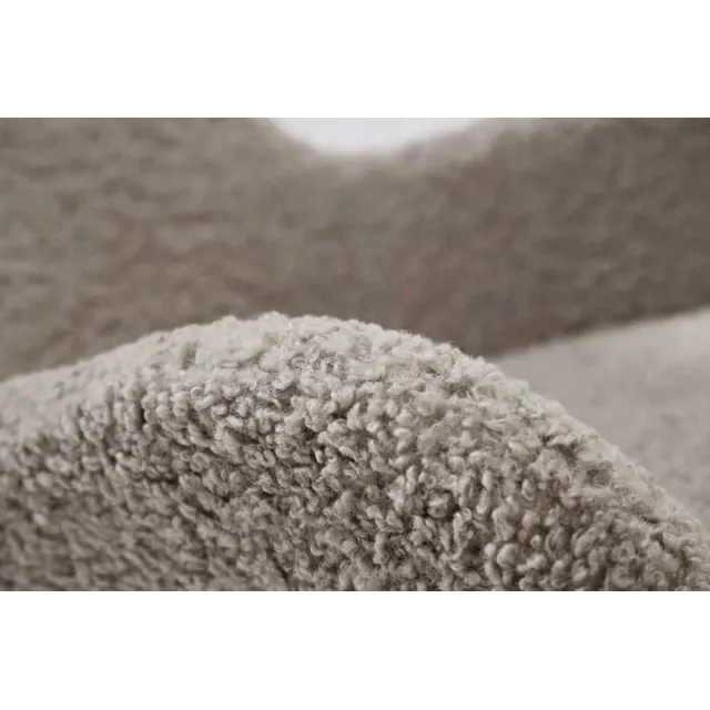 Fauteuil à bascule design scandinave – Tissu bouclé champagner greige, structure en métal noir