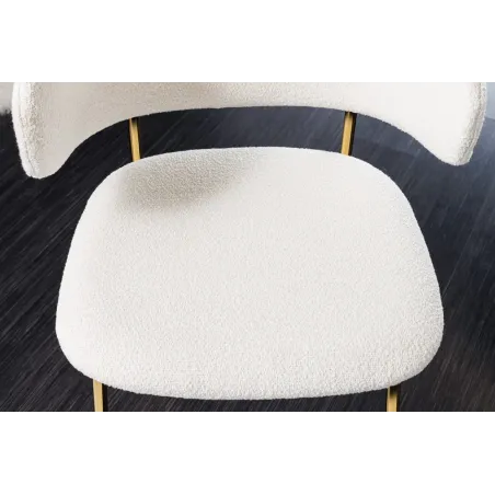 Chaise design VOGUE – Tissu bouclé blanc avec structure en métal doré | Élégance & confort