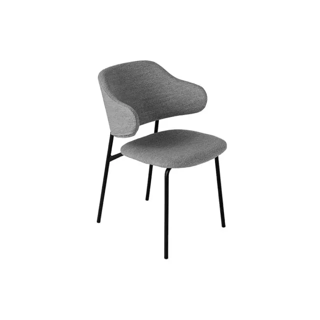 Chaise design VOGUE – Revêtement bouclé gris & pieds en métal noir mat | Élégance moderne & confort assuré