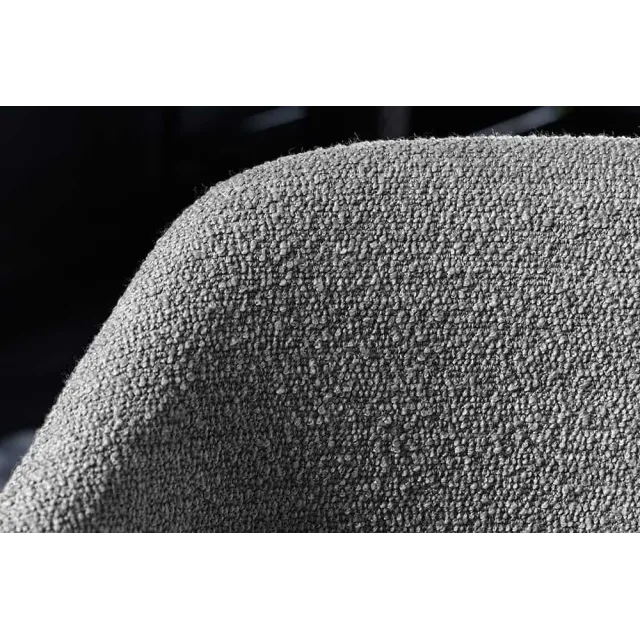 Chaise design VOGUE – Revêtement bouclé gris & pieds en métal noir mat | Élégance moderne & confort assuré