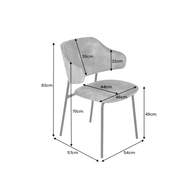 Chaise design VOGUE – Revêtement bouclé gris & pieds en métal noir mat | Élégance moderne & confort assuré