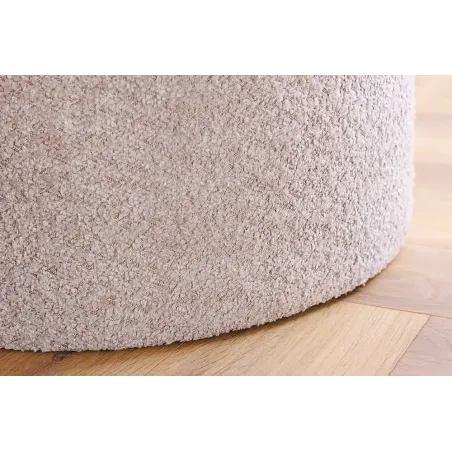 Pouf rond MODERN BAROCK – 50 cm en tissu bouclé champagner avec espace de rangement intégré