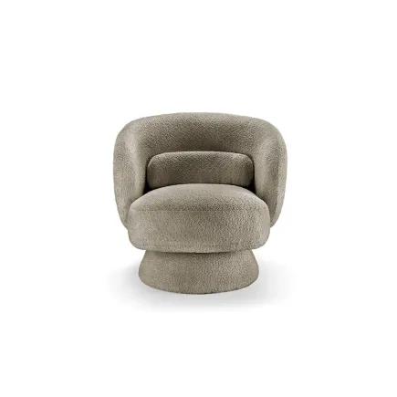 Fauteuil design pivotant BOSSA NOVA – Tissu bouclé taupe | Élégance & confort 360° 2