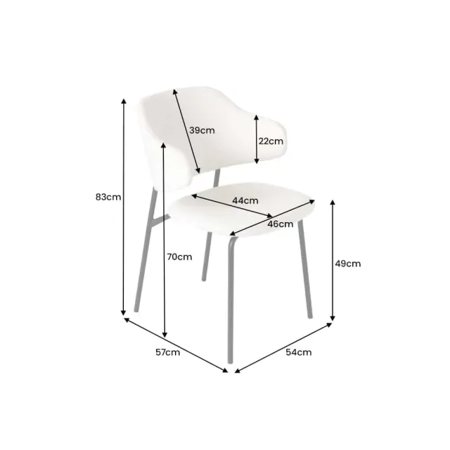 Chaise design VOGUE – Revêtement bouclé blanc & pieds noirs | Élégance moderne & confort