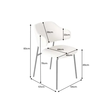 Chaise design VOGUE – Revêtement bouclé blanc & pieds noirs | Élégance moderne & confort