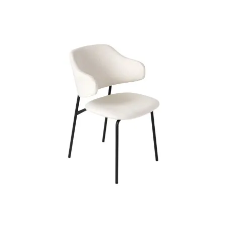Chaise design VOGUE – Revêtement bouclé blanc & pieds noirs | Élégance moderne & confort