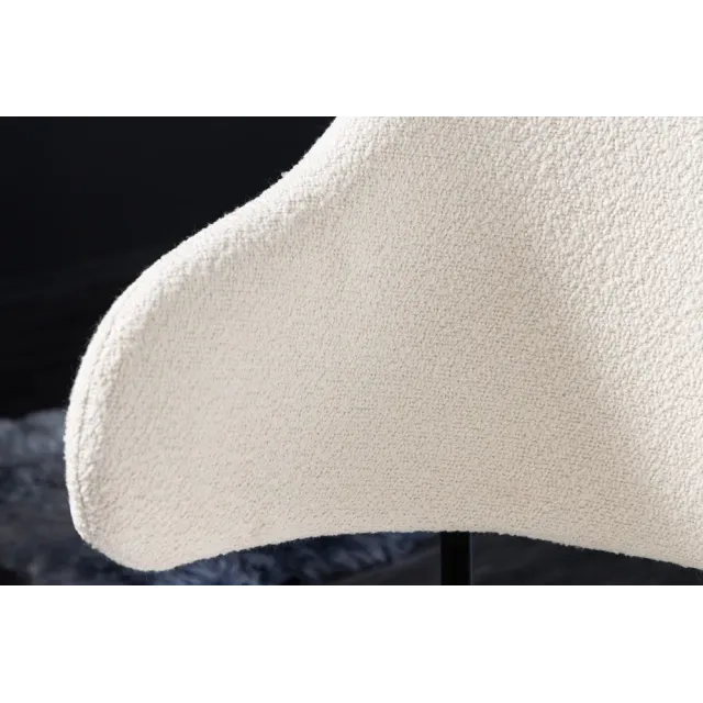 Chaise design VOGUE – Revêtement bouclé blanc & pieds noirs | Élégance moderne & confort