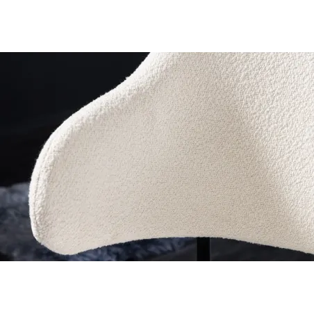Chaise design VOGUE – Revêtement bouclé blanc & pieds noirs | Élégance moderne & confort