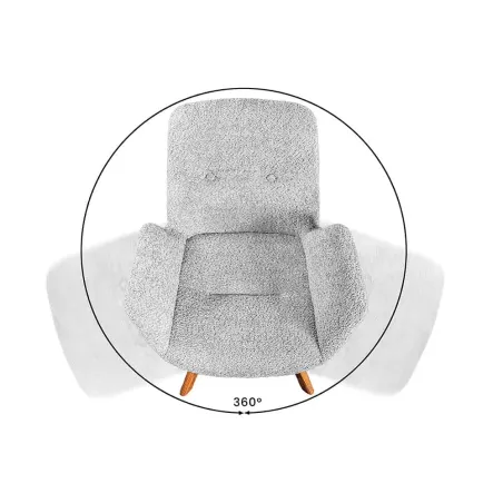 Chaise design BALTIC pivotante – Bouclé gris, pieds en chêne naturel | Élégance scandinave & confort 360°