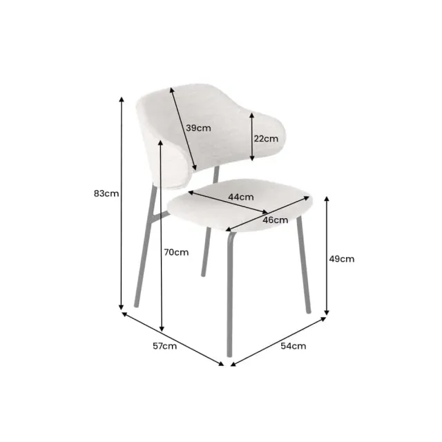 Chaise design VOGUE – Bouclé greige & pieds en métal noir mat | Élégance contemporaine et confort