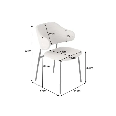 Chaise design VOGUE – Bouclé greige & pieds en métal noir mat | Élégance contemporaine et confort