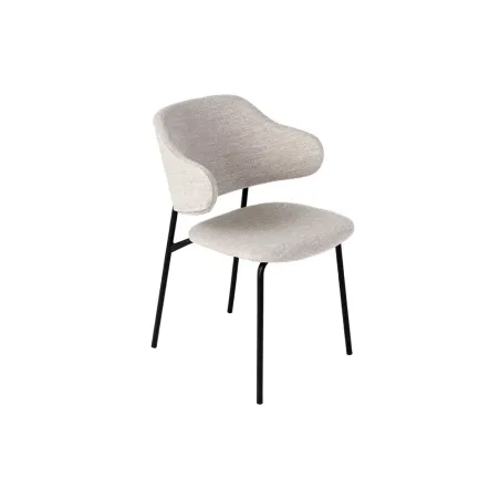 Chaise design VOGUE – Bouclé greige & pieds en métal noir mat | Élégance contemporaine et confort
