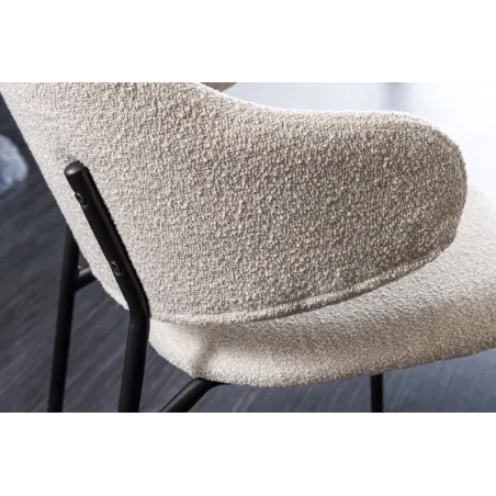 Chaise design VOGUE – Bouclé greige & pieds en métal noir mat | Élégance contemporaine et confort