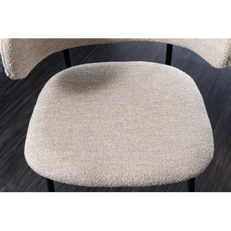Chaise design VOGUE – Bouclé greige & pieds en métal noir mat | Élégance contemporaine et confort