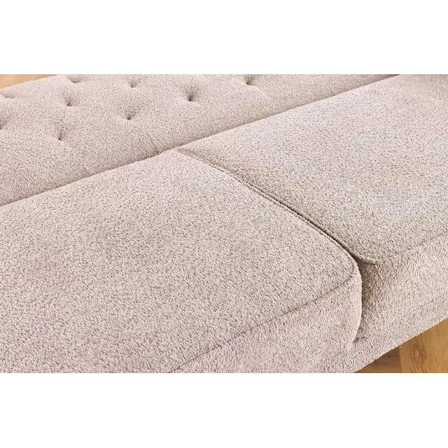 Canapé 3 places MAISON BELLE AFFAIRE – Style Chesterfield en bouclé greige, avec fonction lit et dossier inclinable