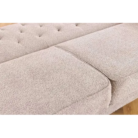 Canapé 3 places MAISON BELLE AFFAIRE – Style Chesterfield en bouclé greige, avec fonction lit et dossier inclinable