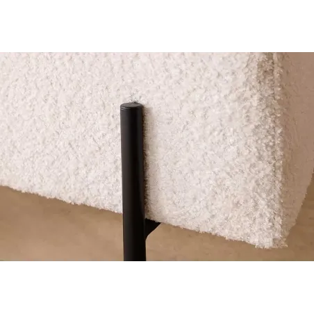 Banquette coffre moderne LOFT – 100 cm – Tissu bouclé blanc & structure métal noir | Assise confortable avec rangement intégré
