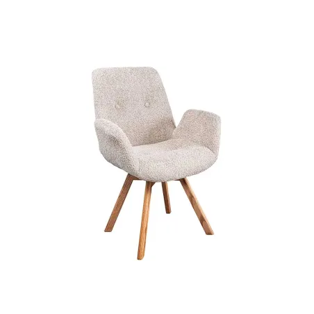 Chaise design BALTIC pivotante – Tissu bouclé beige & pieds en chêne naturel | Élégance nordique & confort moderne