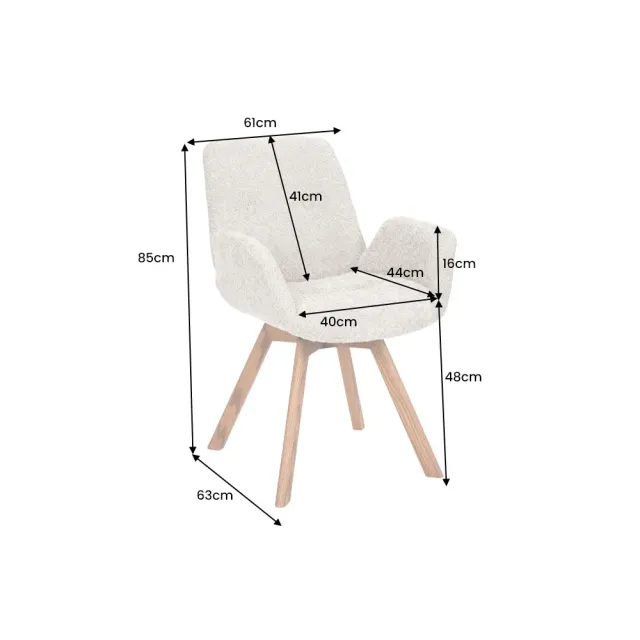 Chaise design BALTIC pivotante – Tissu bouclé beige & pieds en chêne naturel | Élégance nordique & confort moderne