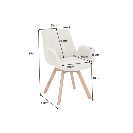 Chaise design BALTIC pivotante – Tissu bouclé beige & pieds en chêne naturel | Élégance nordique & confort moderne