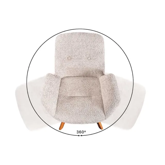 Chaise design BALTIC pivotante – Tissu bouclé beige & pieds en chêne naturel | Élégance nordique & confort moderne