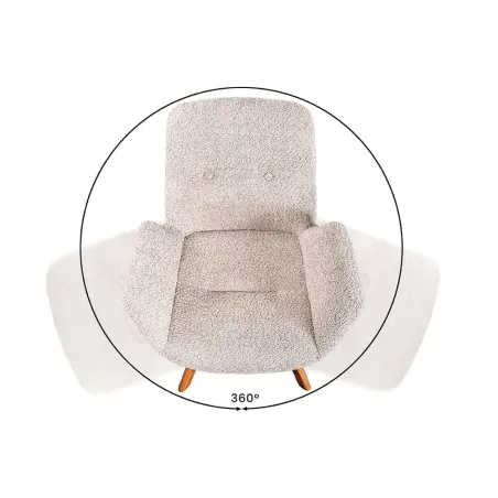 Chaise design BALTIC pivotante – Tissu bouclé beige & pieds en chêne naturel | Élégance nordique & confort moderne