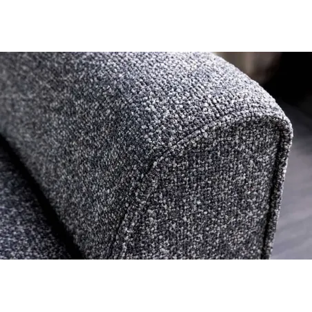 Banquette rétro SCARLETT – 90 cm – Tissu bouclé anthracite avec accoudoirs | Pieds bois & métal doré