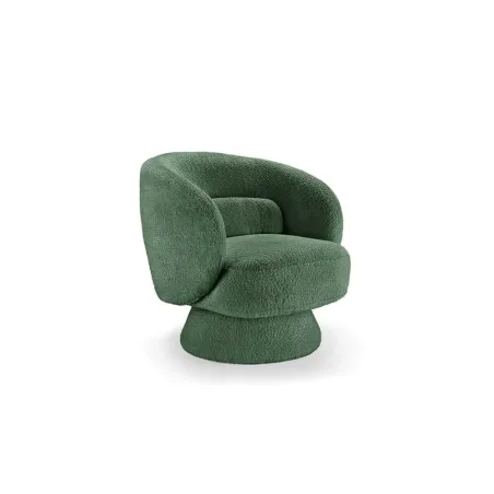 Fauteuil pivotant BOSSA NOVA – 80 cm – Tissu bouclé vert mousse | Confort moelleux & design tendance