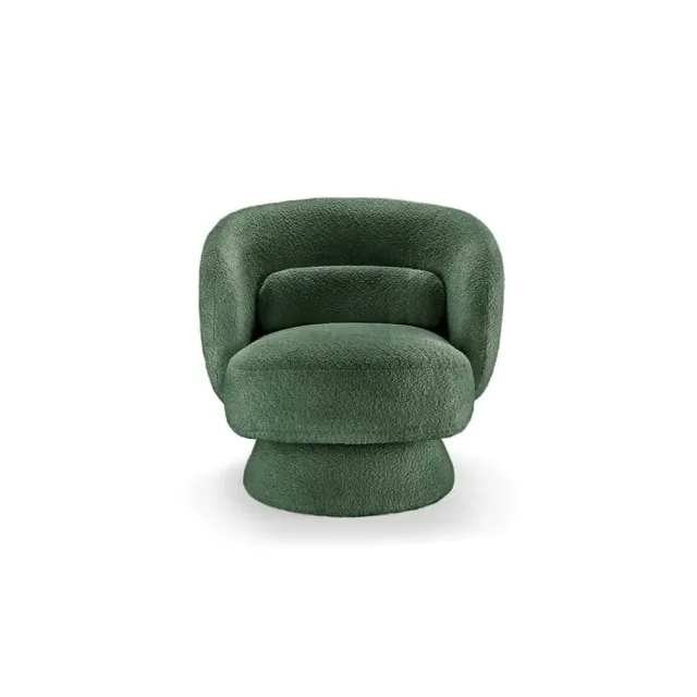 Fauteuil pivotant BOSSA NOVA – 80 cm – Tissu bouclé vert mousse | Confort moelleux & design tendance