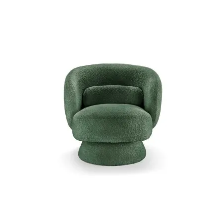 Fauteuil pivotant BOSSA NOVA – 80 cm – Tissu bouclé vert mousse | Confort moelleux & design tendance