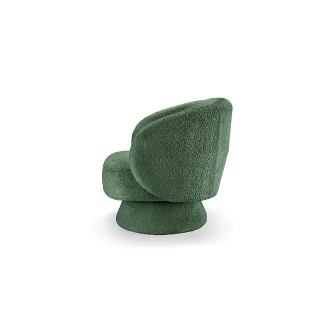 Fauteuil pivotant BOSSA NOVA – 80 cm – Tissu bouclé vert mousse | Confort moelleux & design tendance
