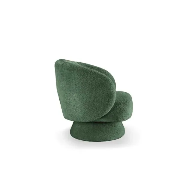 Fauteuil pivotant BOSSA NOVA – 80 cm – Tissu bouclé vert mousse | Confort moelleux & design tendance