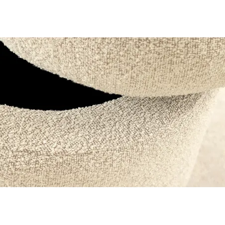 Pouf rond VOGUE en bouclé taupe – 50 cm – Siège confortable avec espace de rangement intégré