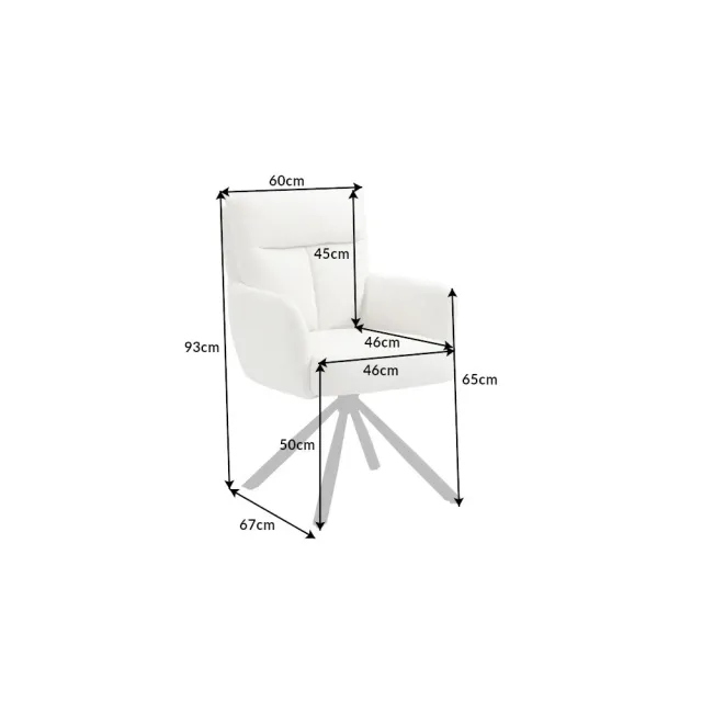 Fauteuil pivotant BIG GEORGE – Style rétro en bouclé blanc avec assise à ressorts Bonell et pieds métal noir