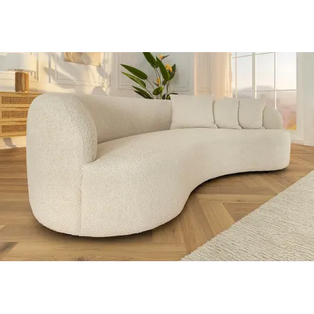 Canapé 3 places ATELIER – 230 cm – Tissu bouclé beige, coussins inclus, design moderne