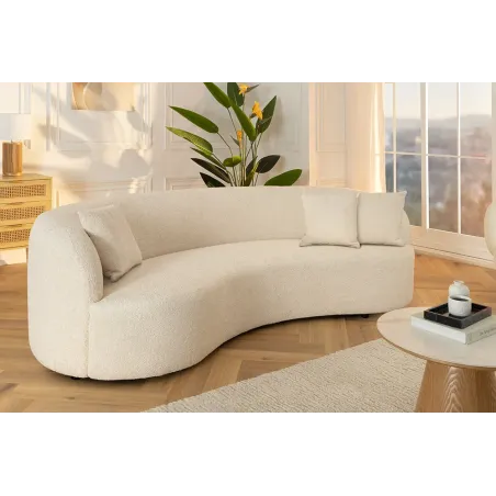 Canapé 3 places ATELIER – 230 cm – Tissu bouclé beige, coussins inclus, design moderne