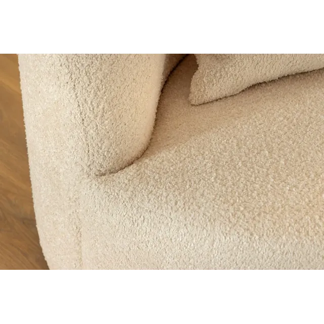 Canapé 3 places ATELIER – 230 cm – Tissu bouclé beige, coussins inclus, design moderne