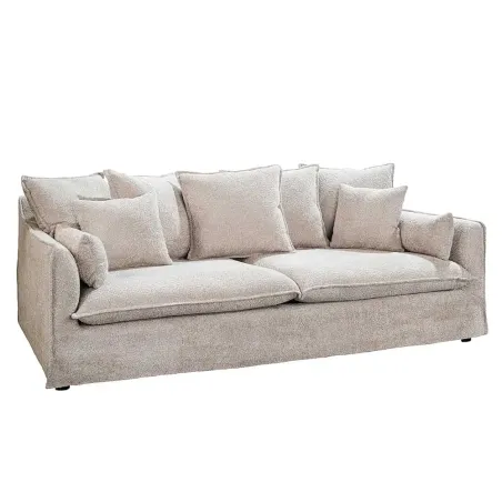 Canapé HEAVEN 3 places – 200 cm – Tissu bouclé champagner beige, coussins inclus, assise à ressorts Nosag