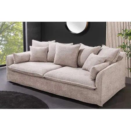 Canapé HEAVEN 3 places – 200 cm – Tissu bouclé champagner beige, coussins inclus, assise à ressorts Nosag