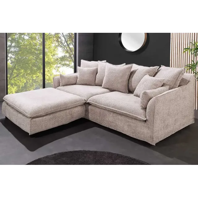 Canapé HEAVEN 3 places – 200 cm – Tissu bouclé champagner beige, coussins inclus, assise à ressorts Nosag