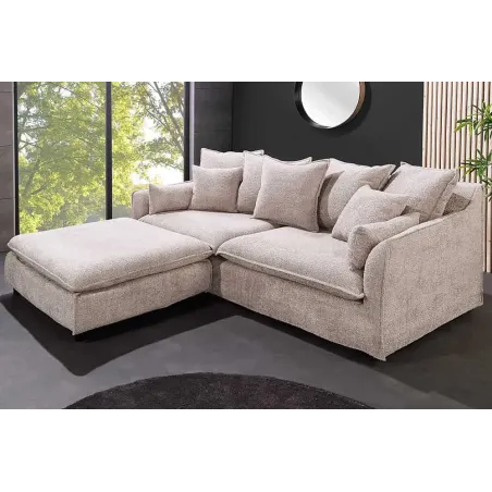 Canapé HEAVEN 3 places – 200 cm – Tissu bouclé champagner beige, coussins inclus, assise à ressorts Nosag