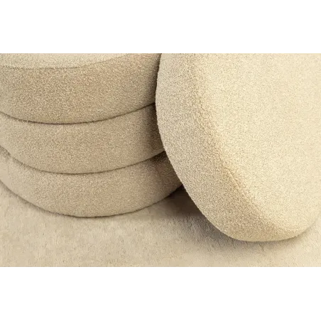 Banquette capitonnée VOGUE – 115 cm – Tissu bouclé taupe avec coffre de rangement intégré