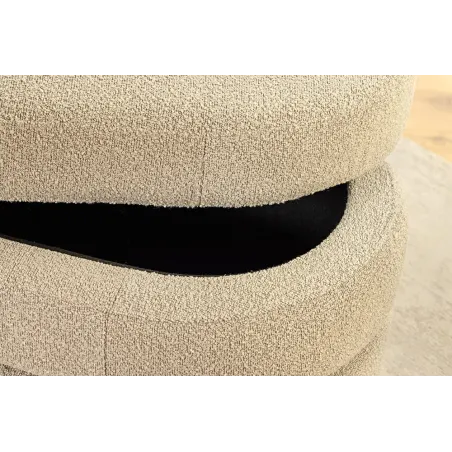 Banquette capitonnée VOGUE – 115 cm – Tissu bouclé taupe avec coffre de rangement intégré