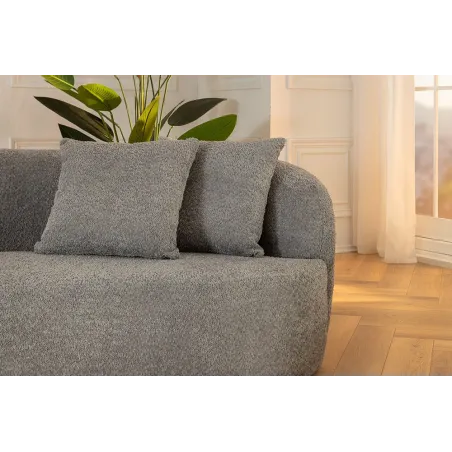 Canapé 3 places ATELIER – 230 cm – Tissu bouclé gris avec coussins inclus, design contemporain