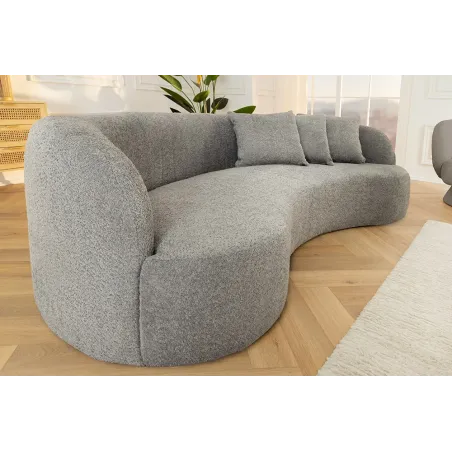 Canapé 3 places ATELIER – 230 cm – Tissu bouclé gris avec coussins inclus, design contemporain