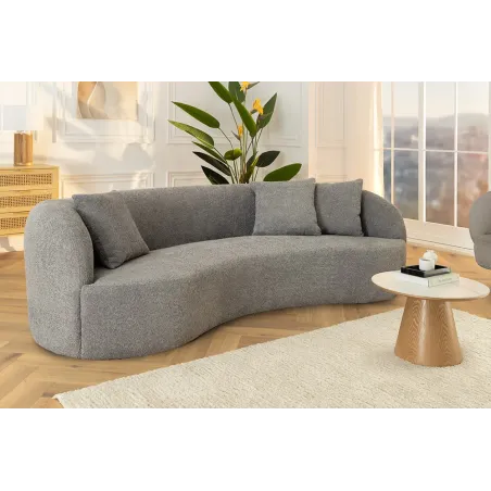 Canapé 3 places ATELIER – 230 cm – Tissu bouclé gris avec coussins inclus, design contemporain