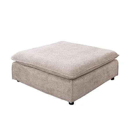 Pouf HEAVEN 100 cm – Tissu bouclé champagner beige, rembourrage à ressorts Nosag, structure en bois massif