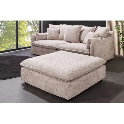 Pouf HEAVEN 100 cm – Tissu bouclé champagner beige, rembourrage à ressorts Nosag, structure en bois massif 2