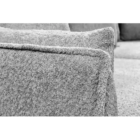 Canapé 3 places HEAVEN 200 cm en tissu bouclé gris – Grand canapé cosy avec assise à ressorts et 9 coussins inclus