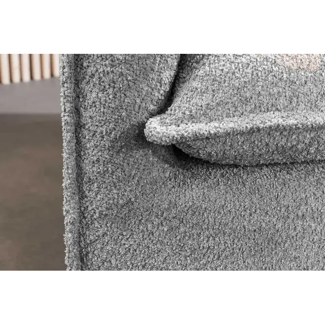 Canapé 3 places HEAVEN 200 cm en tissu bouclé gris – Grand canapé cosy avec assise à ressorts et 9 coussins inclus